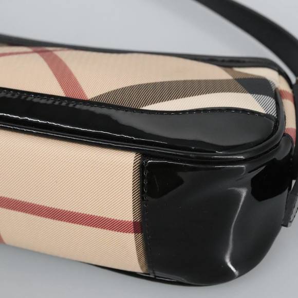 BURBERRY Nova Check Shoulder Bag PVC Beige Silver Auth 96954 - Picture 9 of 16